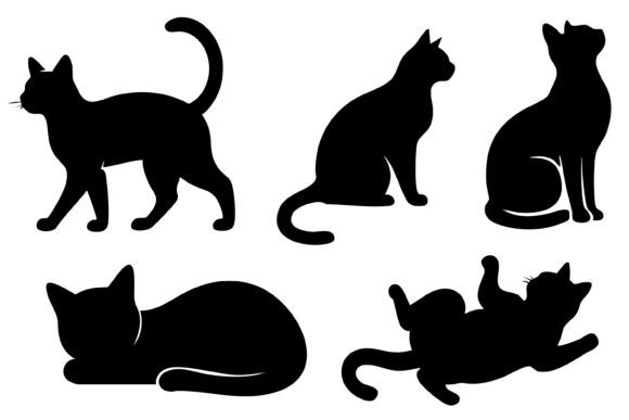 Download Black Cat Silhouette Vector Set - Black Collection