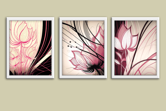 Download Pink and Black Floral 3 Wall Art Prints - Black Collection