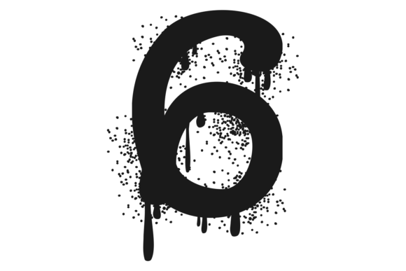 Download Six Number in Grungy Black Paint Stain S - Black Collection