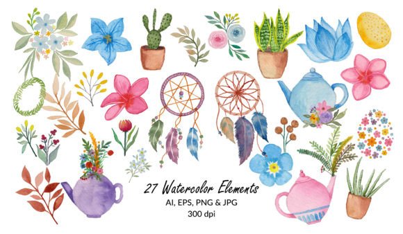 Download Watercolor Floral Elements - Element Collection