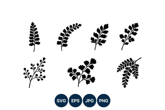 Download Black Fern Leaves Silhouette Vector Set - Black Collection