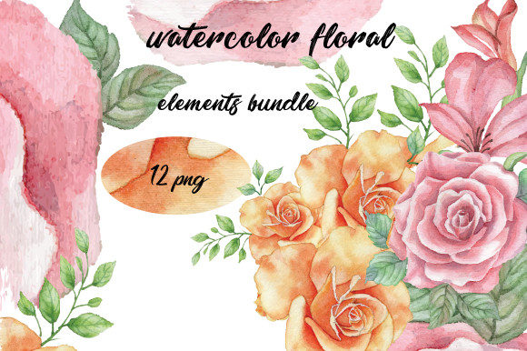 Download Watercolor Floral Elements Bundle, 601 - Element Collection