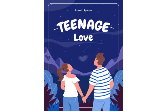 Download Teenage Love Poster Flat Vector Template - Template Collection