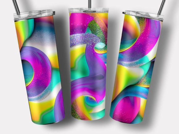 Download Neon Rainbow Organic Shapes Tumbler Wrap - Organic shapes Collection