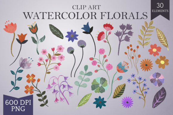 Download Hand-drawn Watercolor Floral Elements - Element Collection