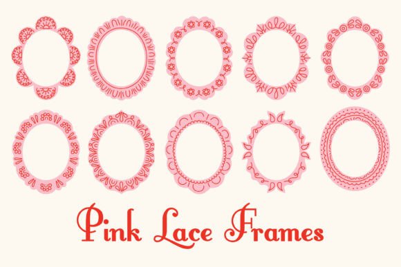 Download Pink Lace Oval Frames PNG Card Template - Template Collection